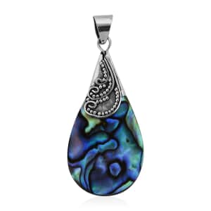 Abalone Shell Drop Pendant in Sterling Silver