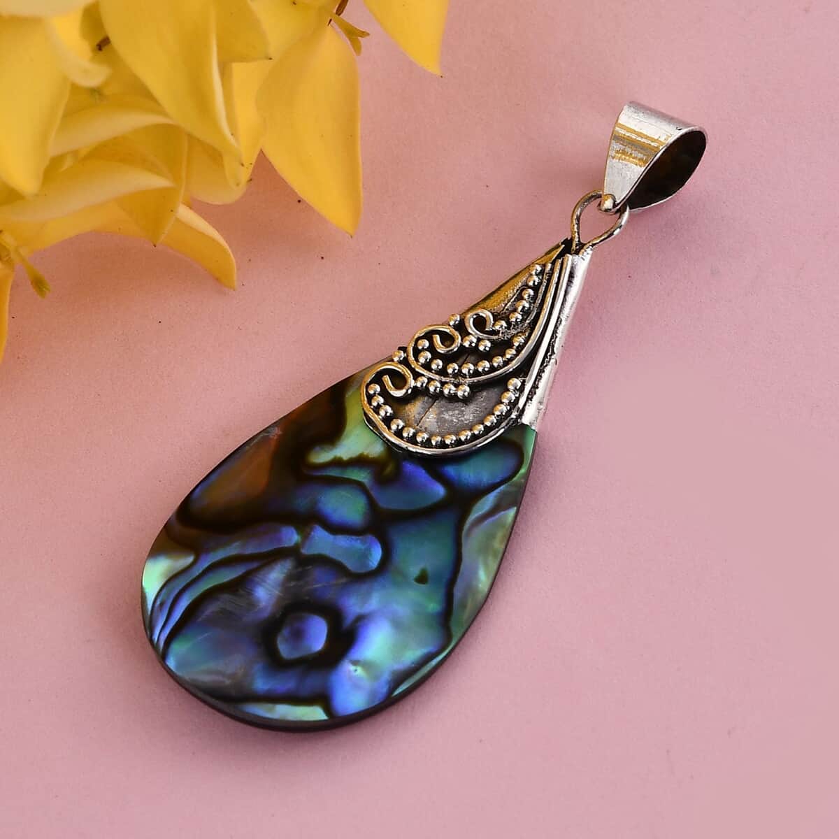 Abalone Shell Drop Pendant in Sterling Silver image number 1