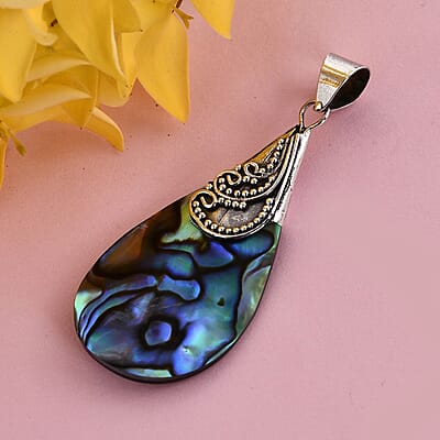 Abalone Shell Drop Pendant in Sterling Silver