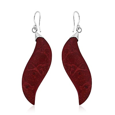 Sponge Coral Leaf Dangle Earrings in Sterling Silver