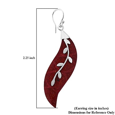Sponge Coral Leaf Dangle Earrings in Sterling Silver