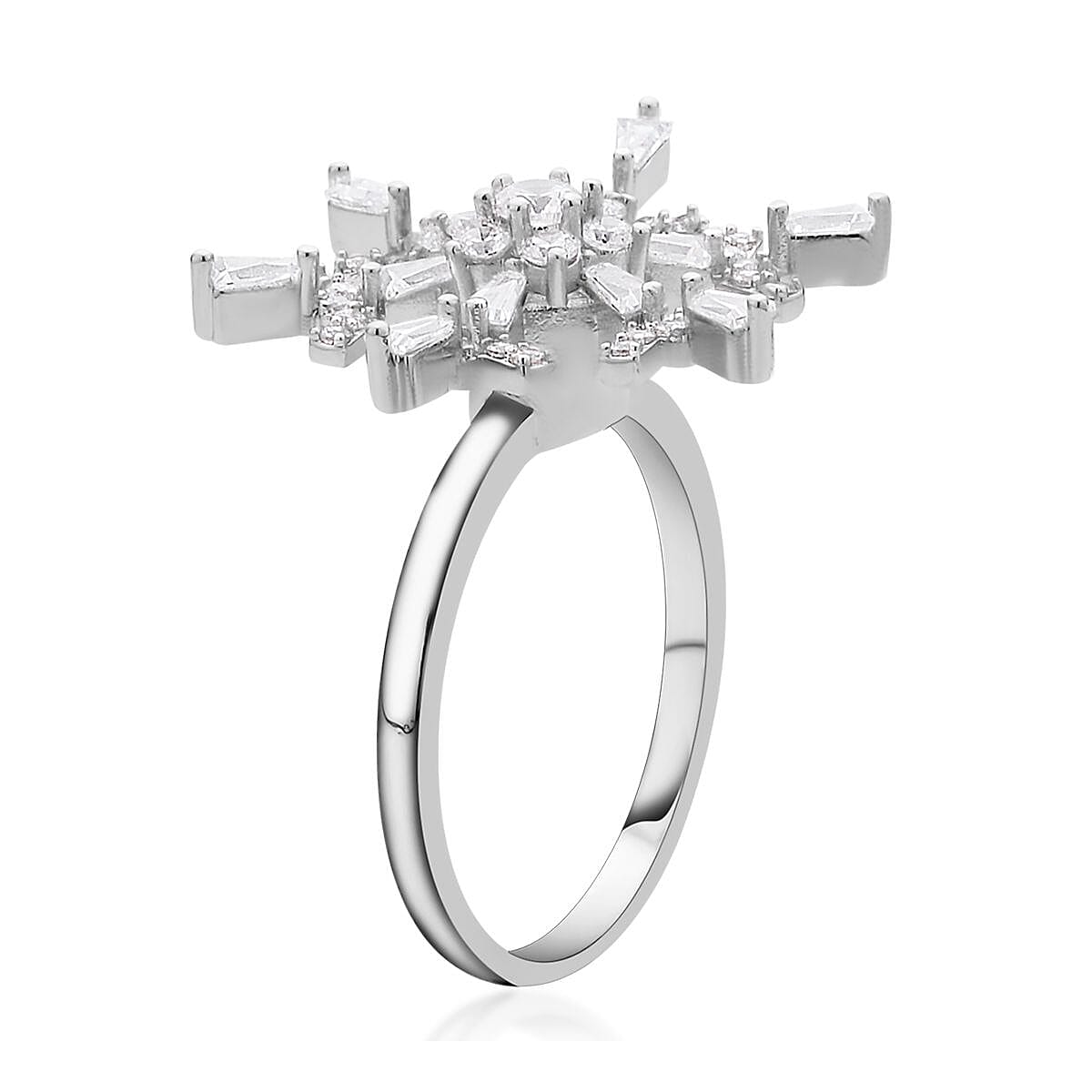 Simulated Diamond Spinner Ring in Silvertone (Size 7.75) 1.25 ctw image number 3