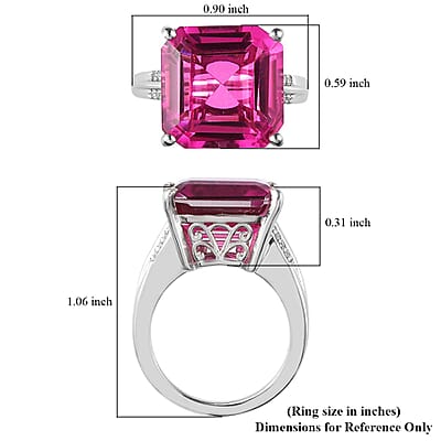 Radiant Orchid Quartz (Triplet) and White Zircon Ring in Platinum Over Sterling Silver (Size 10.0) 11.65 ctw