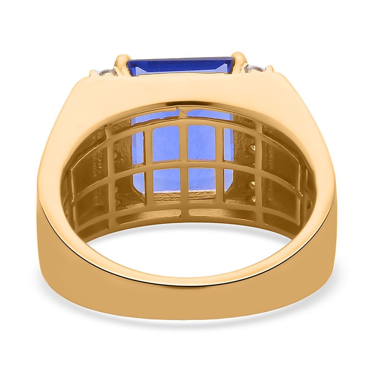 Color Change Fluorite (IR), Moissanite Men's Ring in Vermeil YG Over Sterling Silver (Size 10.0) (7.35 g) 7.40 ctw image number 4