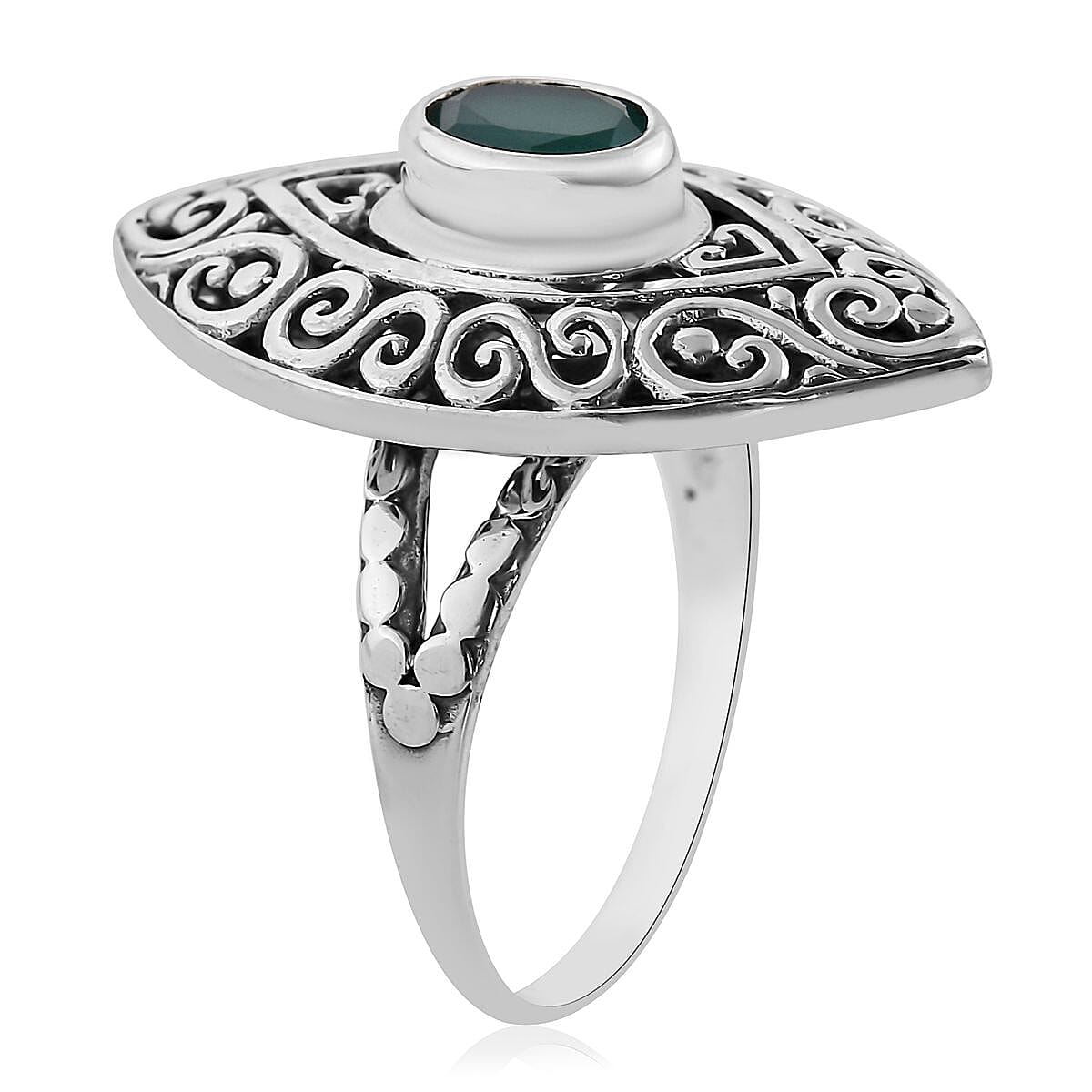 BALI LEGACY Green Onyx Ring in Sterling Silver (Size 10.0) 1.10 ctw image number 3