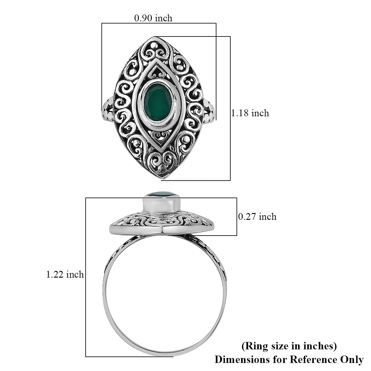 BALI LEGACY Green Onyx Ring in Sterling Silver (Size 10.0) 1.10 ctw image number 5