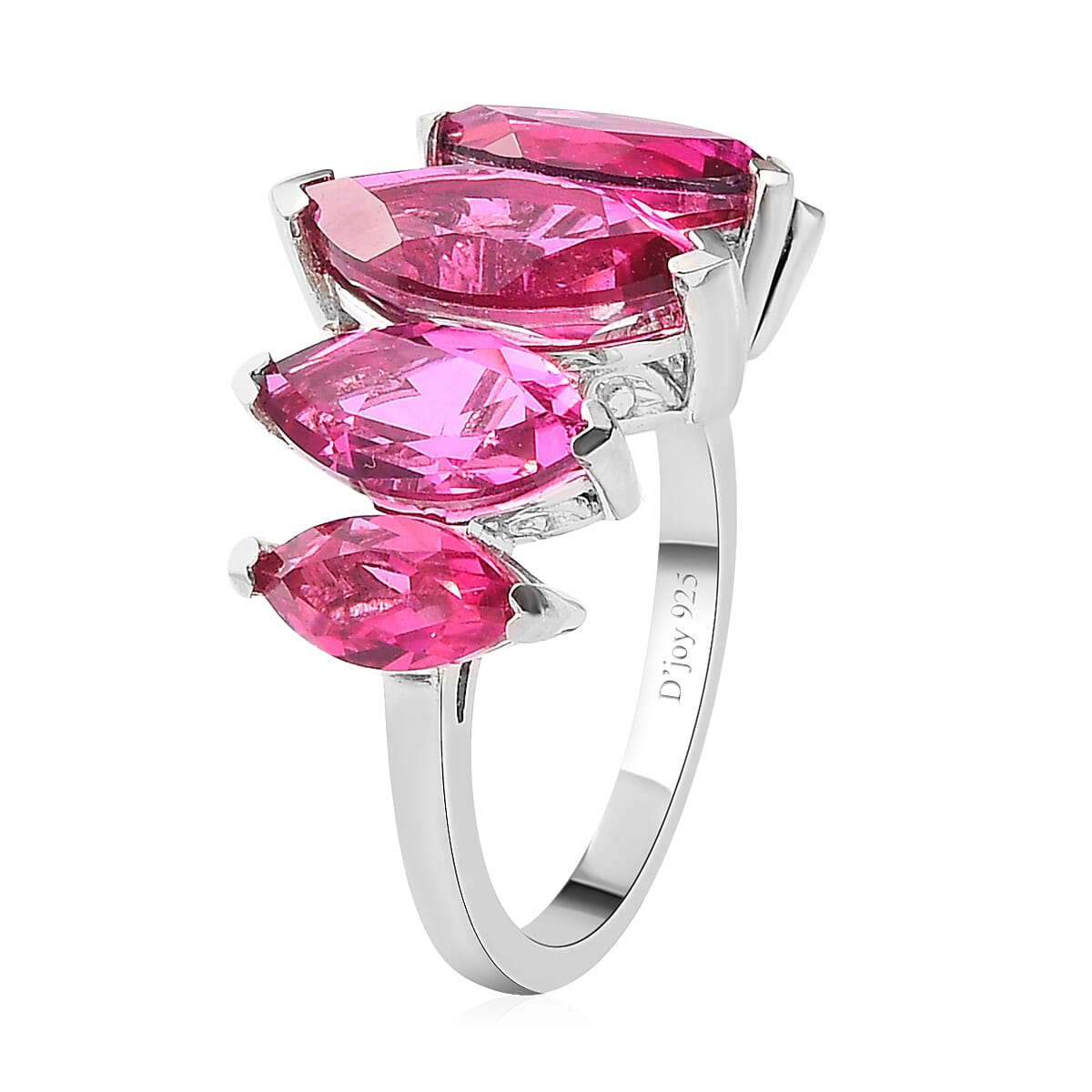 Radiant Orchid Quartz 5 Stone Ring in Platinum Over Sterling Silver 6.00 ctw image number 3
