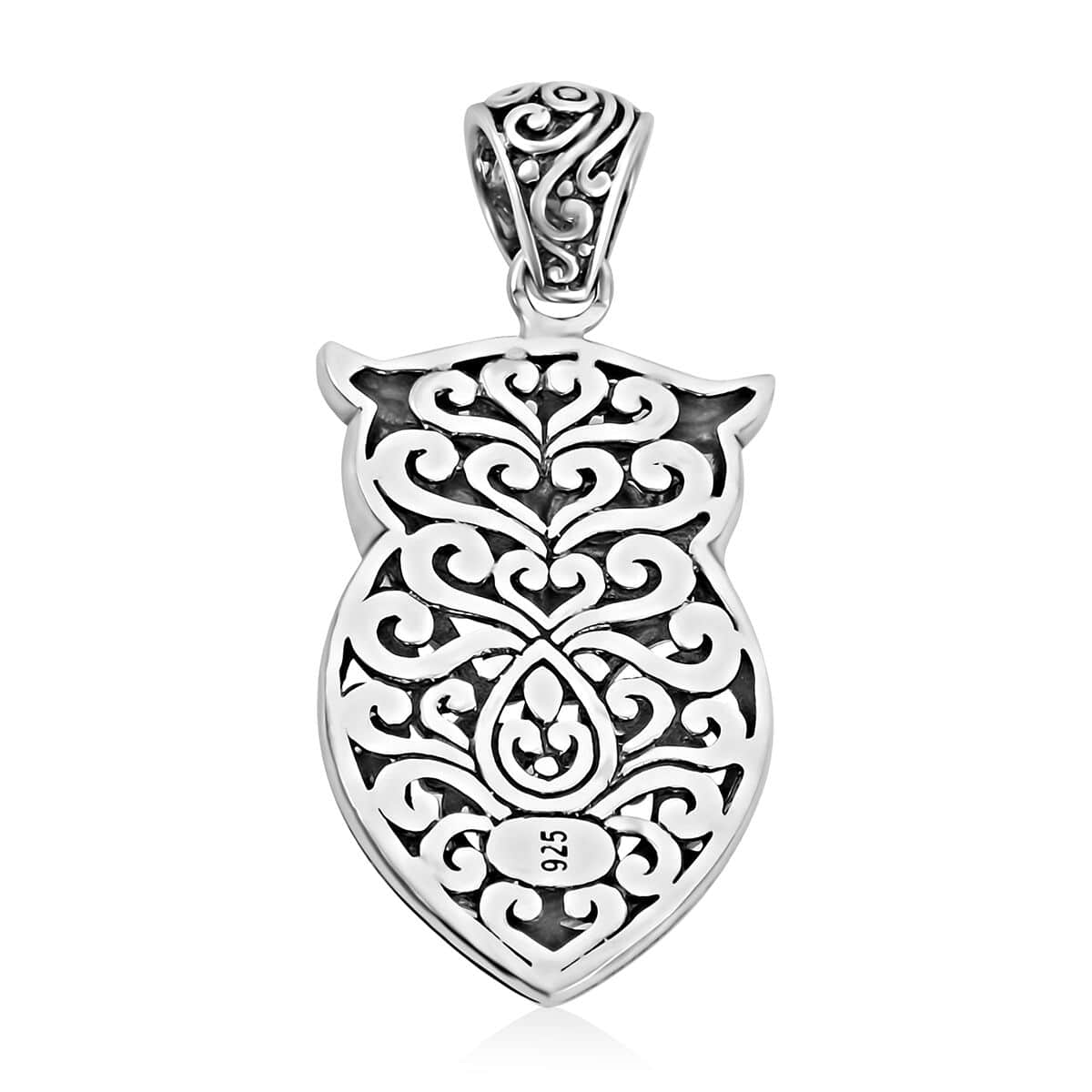 BALI LEGACY Madagascar Blue Sapphire Owl Pendant in Sterling Silver 8.55 Grams 0.10 ctw image number 4