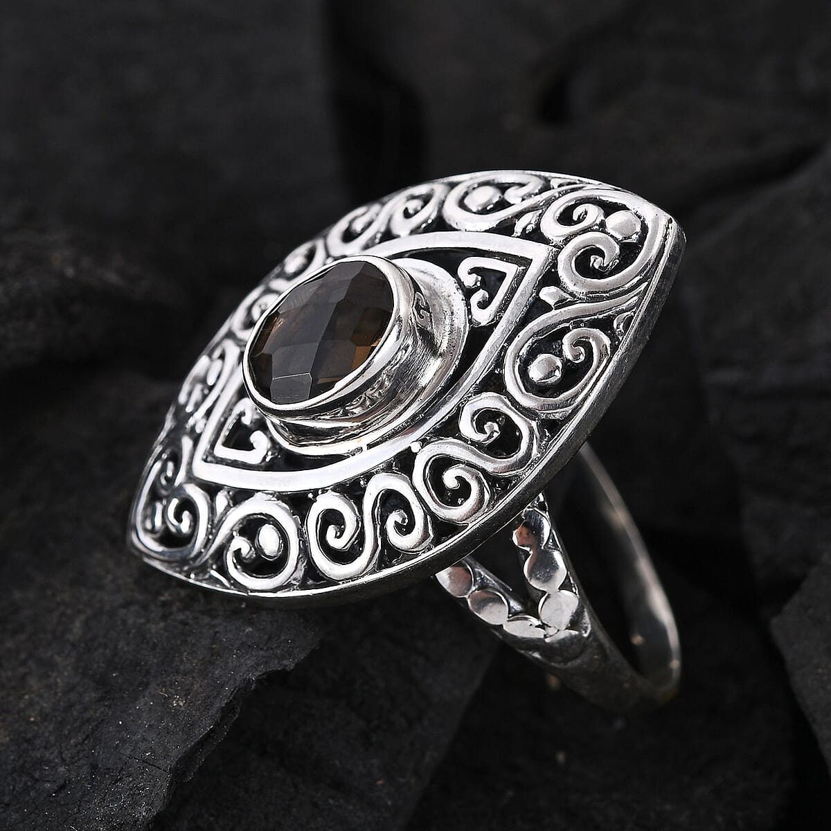 Bali Legacy Brazilian Smoky Quartz Ring in Sterling Silver (Size 7.0) 1.15 ctw image number 1