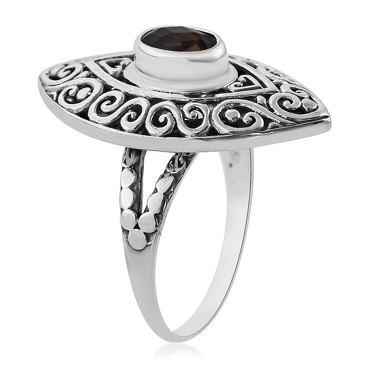 Bali Legacy Brazilian Smoky Quartz Ring in Sterling Silver (Size 7.0) 1.15 ctw image number 3