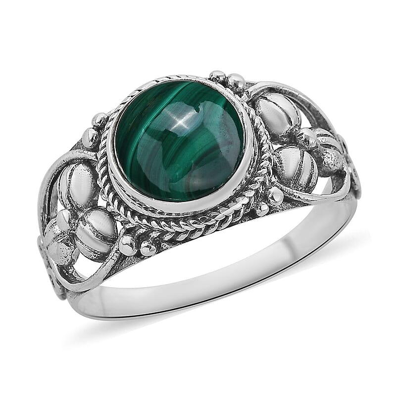 Bali Legacy African Malachite Ring in Sterling Silver (Size 10.0) 3.40 ctw