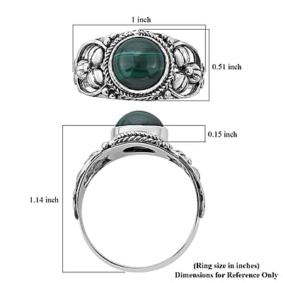 Bali Legacy African Malachite Ring in Sterling Silver (Size 10.0) 3.40 ctw