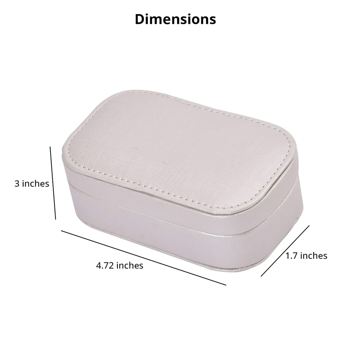 Cream Faux Leather Oval Shape Jewelry Box (4 Necklace Hooks, Pouch Pocket, 4 Ring Slot) image number 4