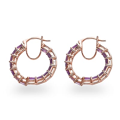 Rose De France Amethyst Inside Out Hoop Earrings in Vermeil Rose Gold Over Sterling Silver 7.15 ctw