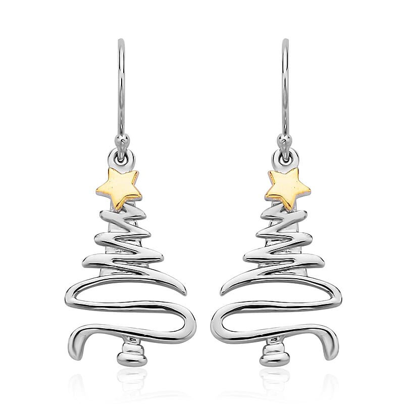 14K YG and Rhodium Over Sterling Silver Earrings 2.90 Grams