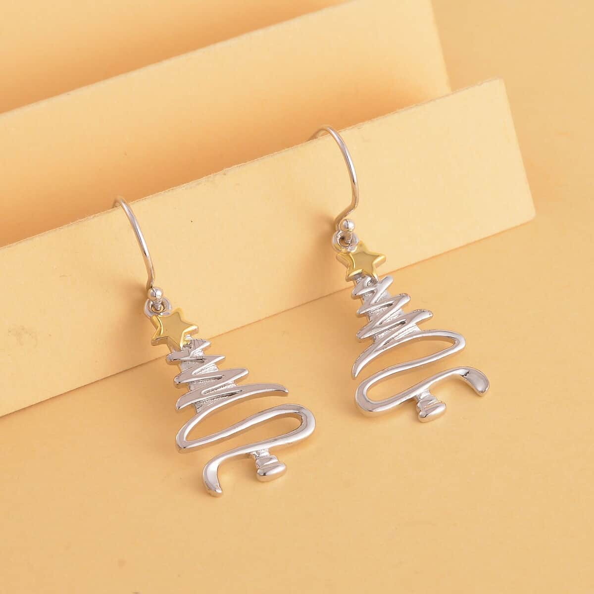 Simulated Diamond Snowflake Fish Hook Earrings White Gold Plated Sterling  Silver
