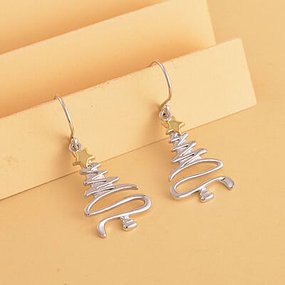 14K YG and Rhodium Over Sterling Silver Earrings 2.90 Grams