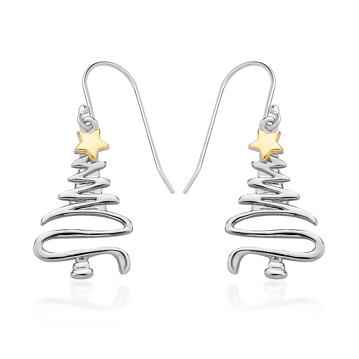 14K YG and Rhodium Over Sterling Silver Earrings 2.90 Grams