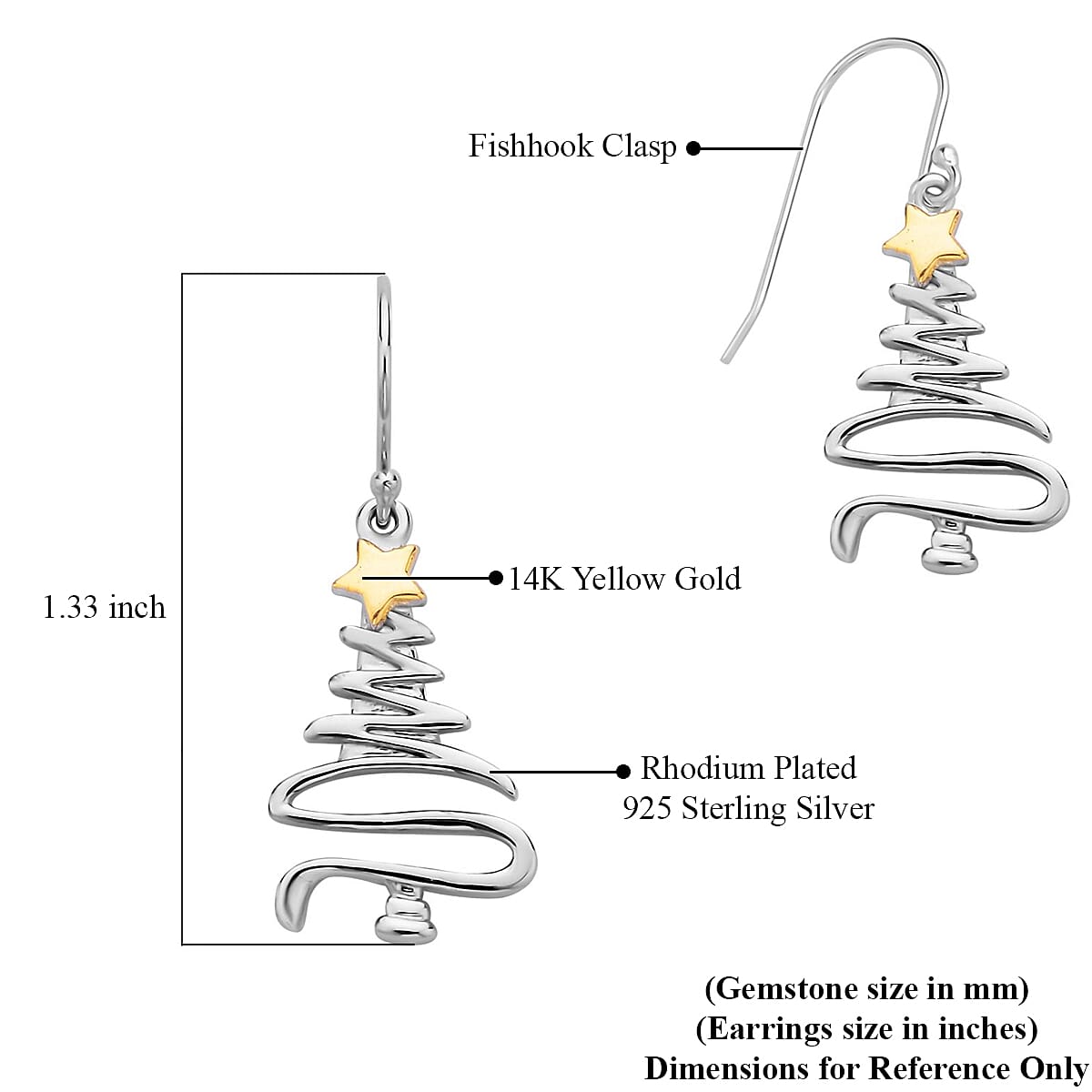 14K YG and Rhodium Over Sterling Silver Earrings 2.90 Grams