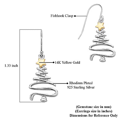 14K YG and Rhodium Over Sterling Silver Earrings 2.90 Grams