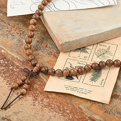 Natural Brown 108 Beaded Feng Shui Stretch Bracelet 