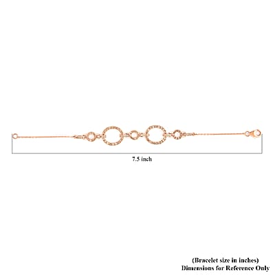 NY Closeout Natural Champagne Diamond Open Circle Bracelet in Vermeil Rose Gold Over Sterling Silver (7.50 In) 7.20 Grams 1.50 ctw