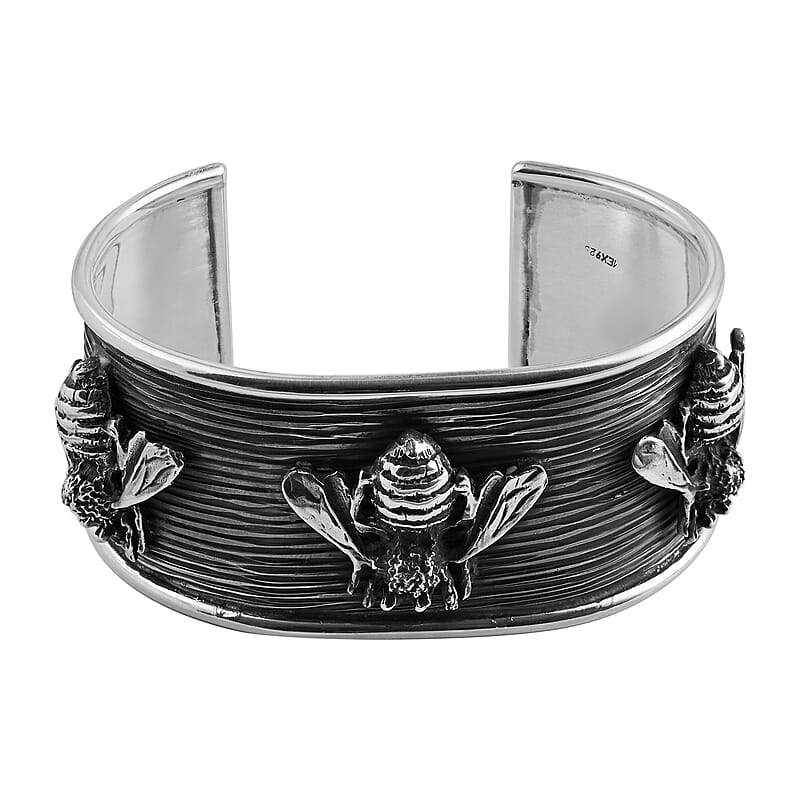 Cheryl Exclusive Pick Majul & Co. One Of A Kind Sterling Silver Disc Cuff Bracelet (8.00 In) Hand-Made in Mexico 99 Grams