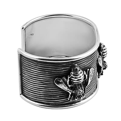 Cheryl Exclusive Pick Majul & Co. One Of A Kind Sterling Silver Disc Cuff Bracelet (8.00 In) Hand-Made in Mexico 99 Grams