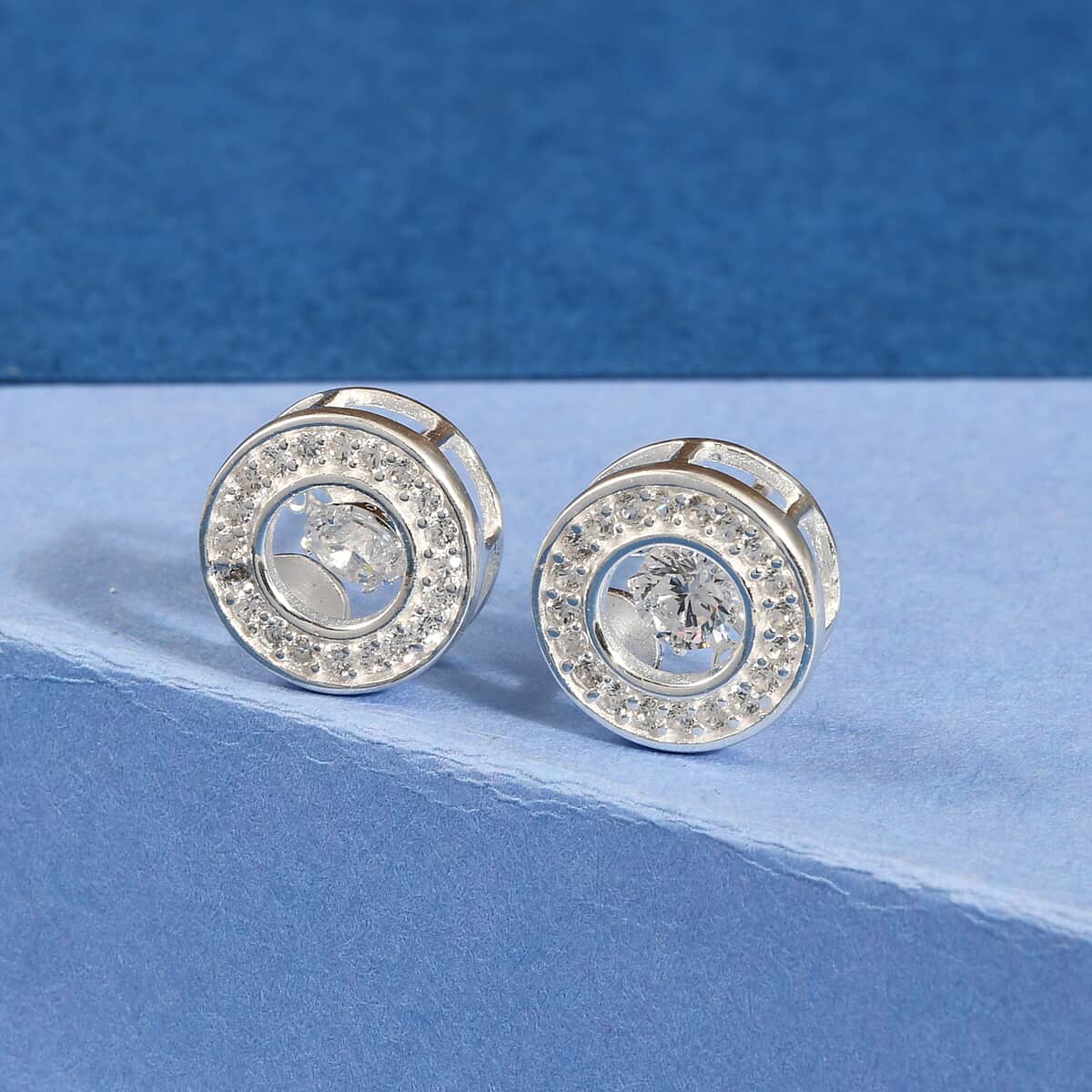You are My Blessing Jewelry Gift Set with Simulated Dancing Diamond Stud Earrings in Sterling Silver 1.60 ctw image number 2