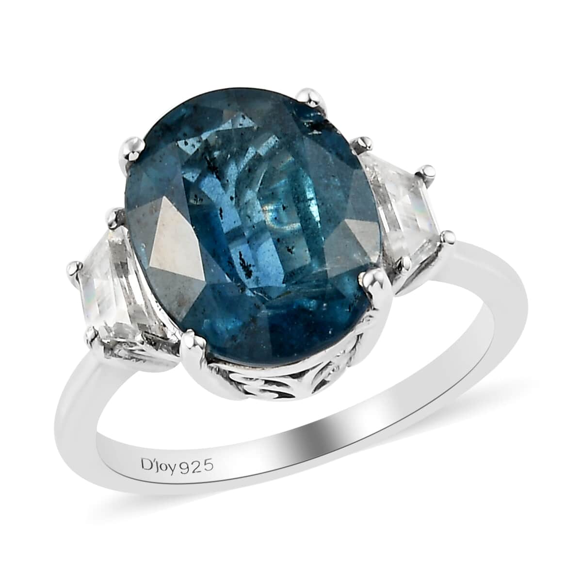 Indigo Kyanite and Natural White Zircon Ring in Platinum Over Sterling Silver (Size 7.0) 7.35 ctw image number 0