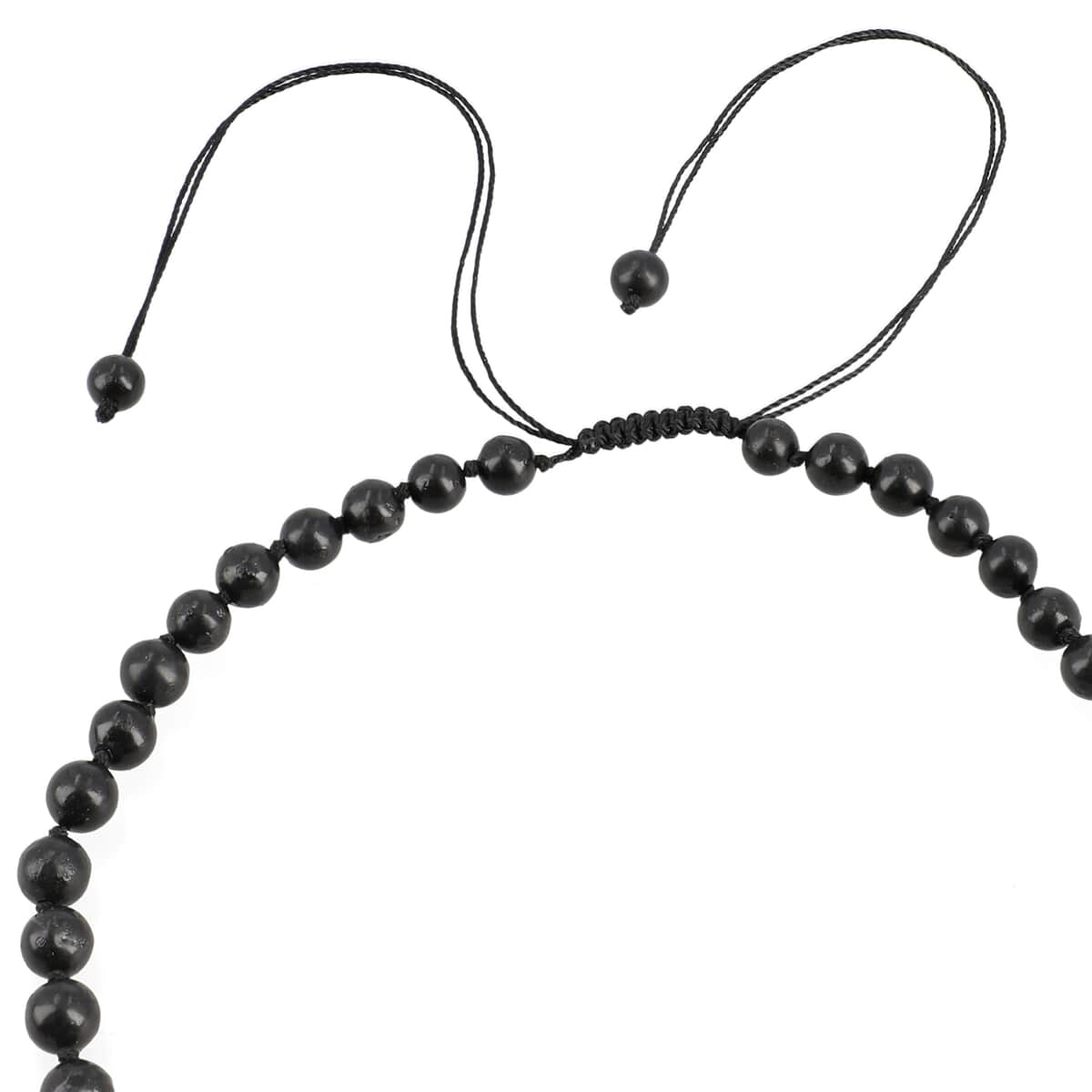 Shungite Braided Cord Necklace| Adjustable Shungite Bead Necklace 16-22 inches, Approx 300 ctw image number 4