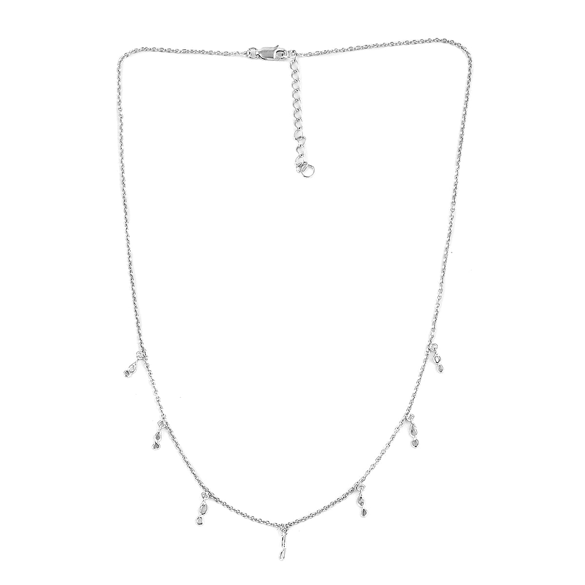 Polki Diamond Necklace 18 inInches in Platinum Over Sterling Silver 0.30 ctw image number 2