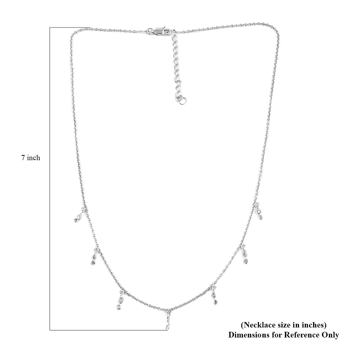 Polki Diamond Necklace 18 inInches in Platinum Over Sterling Silver 0.30 ctw image number 5
