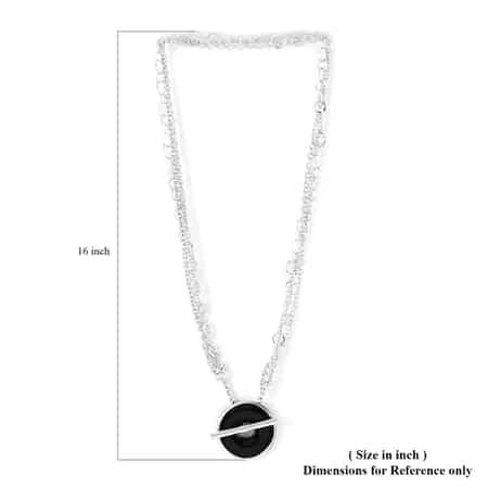 Majul & Co. ONE OF A KIND Black Onyx Multi Chain Lariat Disc Necklace 26 Inches in Sterling Silver Hand-Made in Mexico 110 Grams 10.00 ctw image number 3