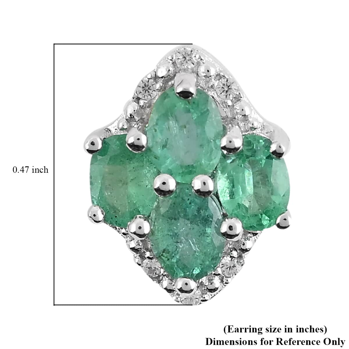 AAA Kagem Emerald and White Zircon Flower Stud Earrings in Sterling Silver 1.25 ctw image number 4