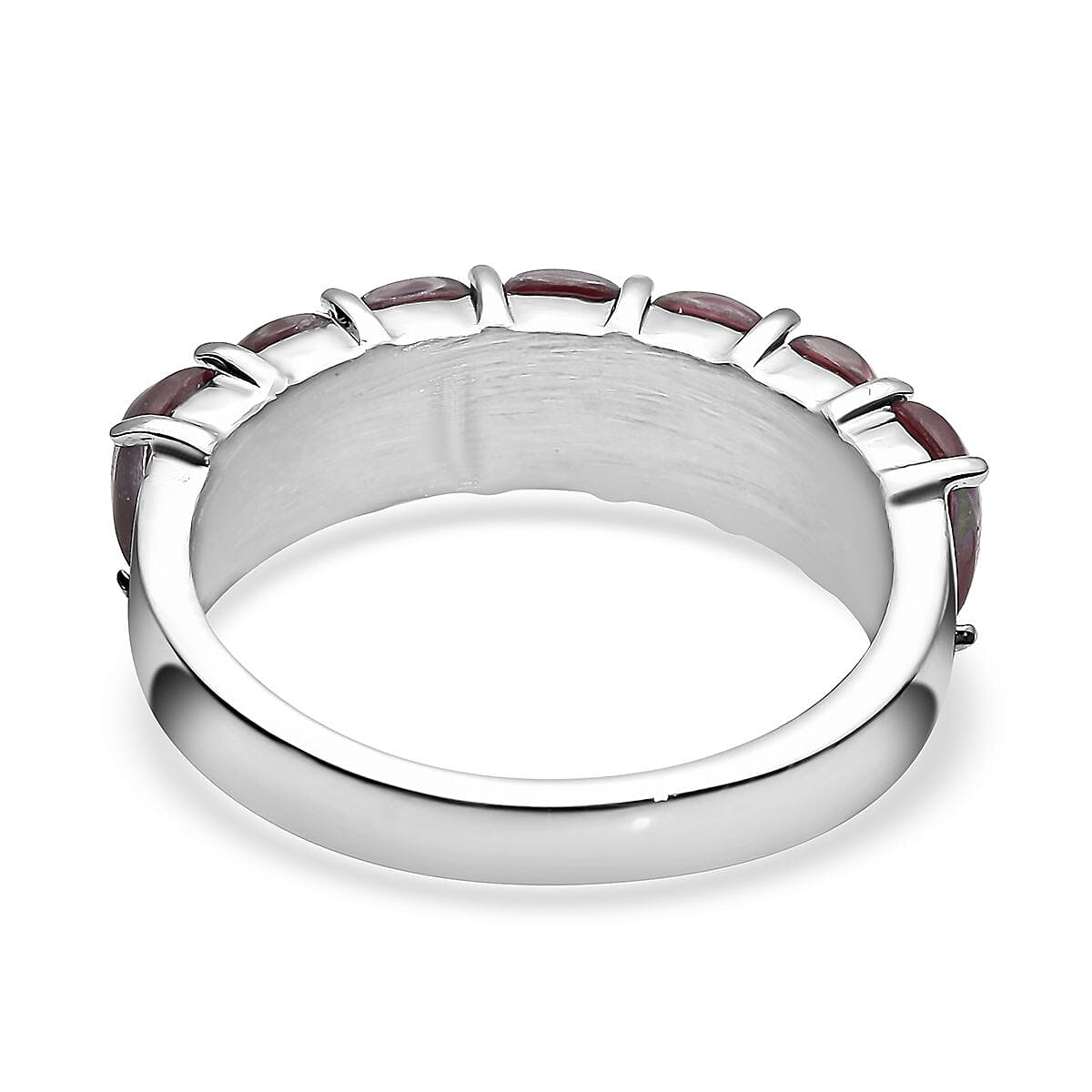Lab Created Multi Grape Opal 7 Stone Ring in Stainless Steel (Size 10.0) 1.00 ctw