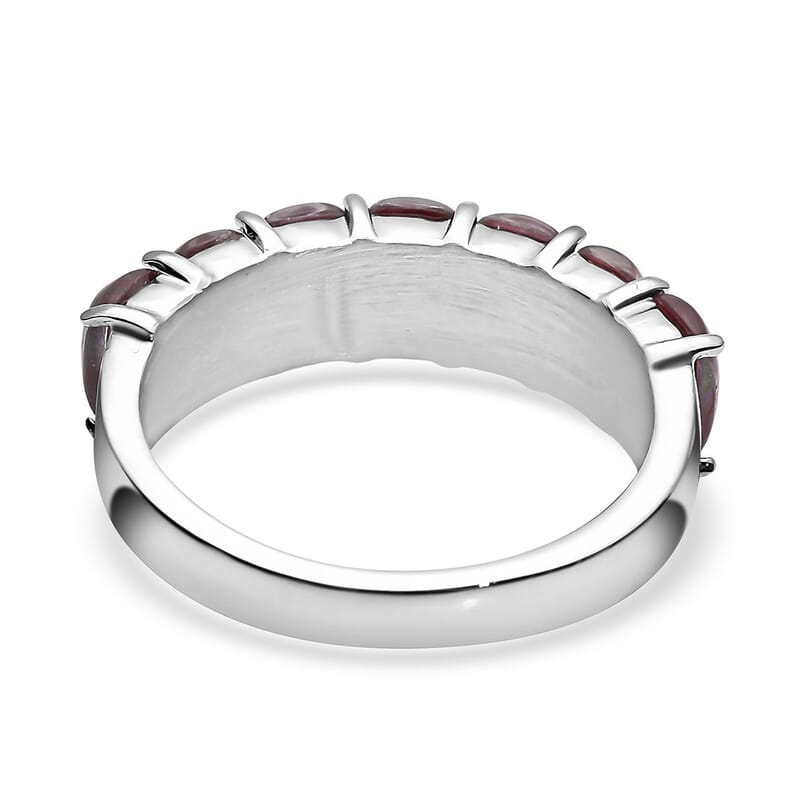 Lab Created Multi Grape Opal 7 Stone Ring in Stainless Steel (Size 10.0) 1.00 ctw