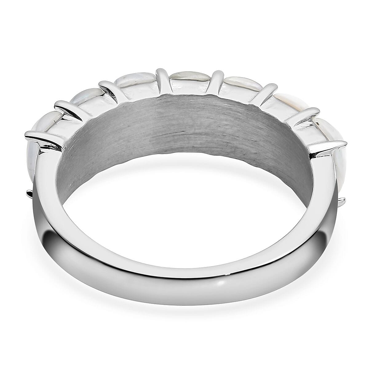 Lab Created Fire and Snow Opal 7 Stone Ring in Stainless Steel (Size 7.0) 1.00 ctw image number 4