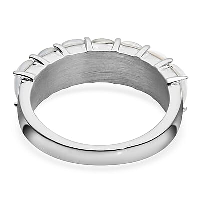 Lab Created Fire and Snow Opal 7 Stone Ring in Stainless Steel (Size 9.0) 1.00 ctw