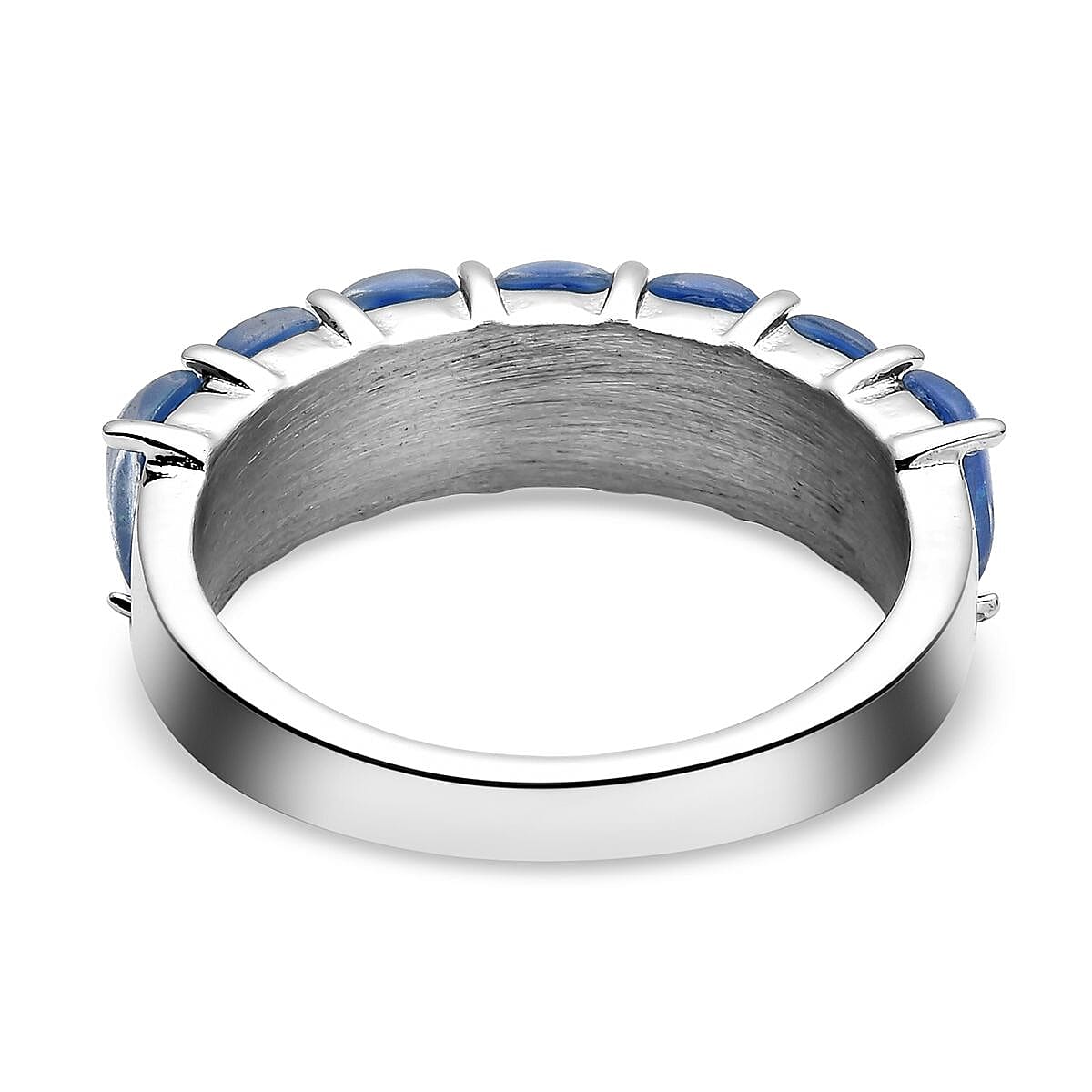 Lab Created Blue Opal 7 Stone Ring in Stainless Steel (Size 6.0) 1.00 ctw image number 4