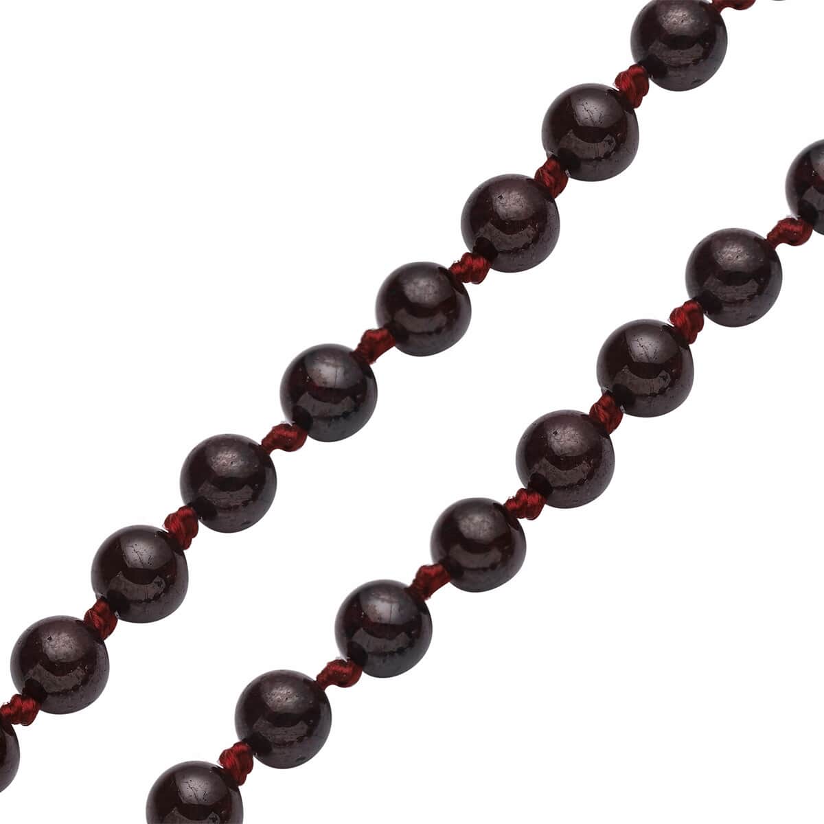 Mozambique Garnet Beaded Hand Knotted Necklace 18 Inches in Silvertone 122.50 ctw image number 2