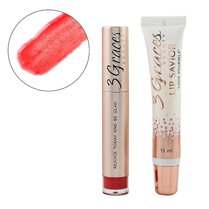 3 Graces Lip Savior & True Red Lip Gloss Duo Set
