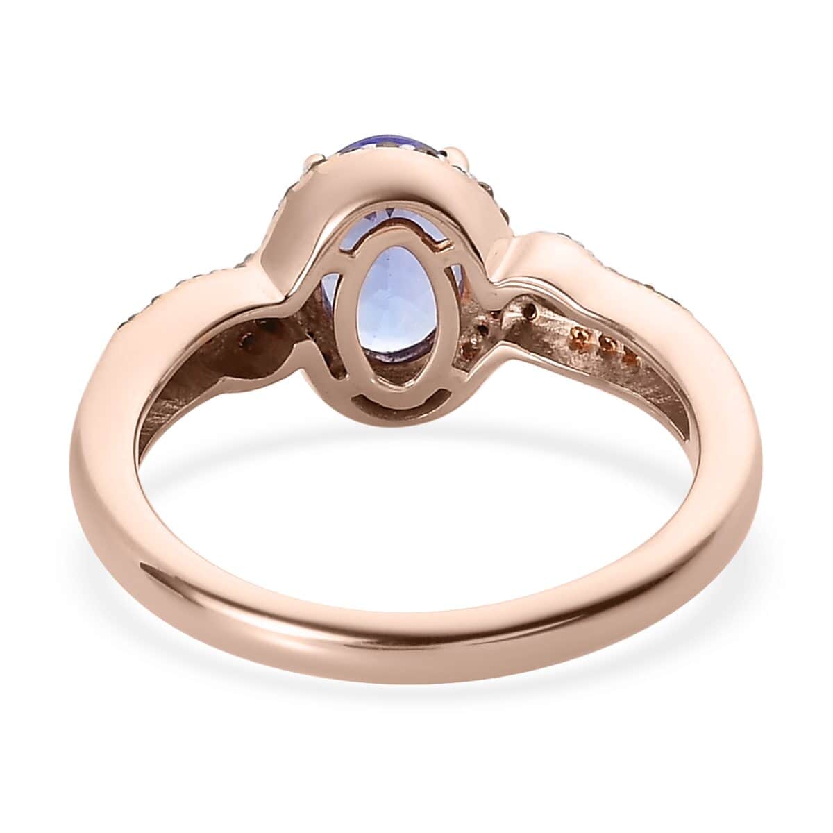 Tanzanite, Natural Champagne and White Diamond Ring in Vermeil Rose Gold Over Sterling Silver 1.40 ctw image number 4