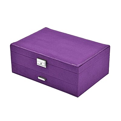 Purple Velvet 2 Tier Jewelry Box with Lock and Key , Jewelry Storage Box for Women , Jewelry Case , Jewelry Organizer