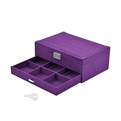 Purple Velvet 2 Tier Jewelry Box with Lock and Key , Jewelry Storage Box for Women , Jewelry Case , Jewelry Organizer