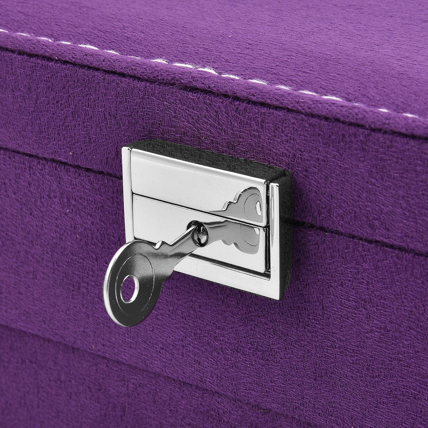 Purple Velvet 2 Tier Jewelry Box with Lock and Key , Jewelry Storage Box for Women , Jewelry Case , Jewelry Organizer