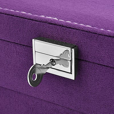 Purple Velvet 2 Tier Jewelry Box with Lock and Key , Jewelry Storage Box for Women , Jewelry Case , Jewelry Organizer