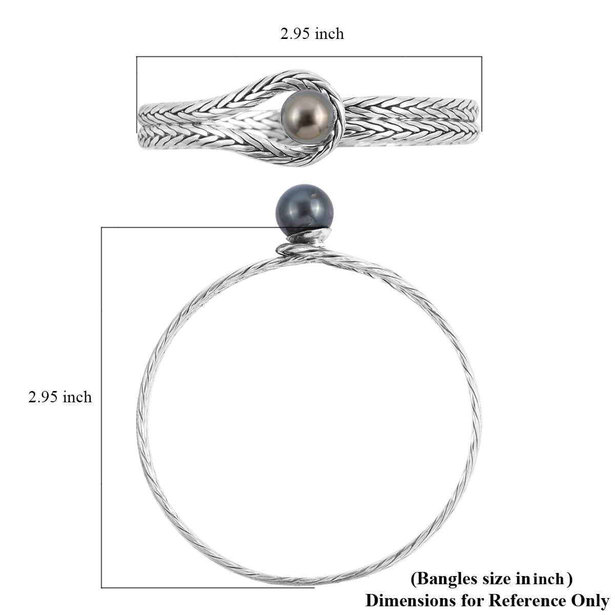 Bali Legacy Tahitian Cultured Pearl Bangle Bracelet in Sterling Silver (7.50 In) image number 4