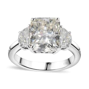 Radiant Cut Moissanite 4.35 ctw Trilogy Ring in 10K White Gold (Size 10.0)