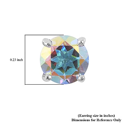 Mercury Mystic Topaz Solitaire Stud Earrings in Platinum Over Sterling Silver 1.90 ctw